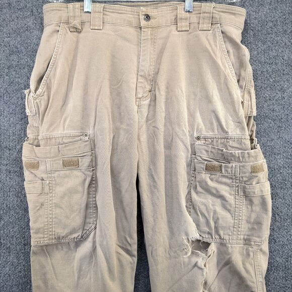 Duluth Trading Co. Men's Flex Fire Hose Cargo Pants Tan Size 36x32 Flat Front - Picture 3 of 15